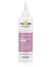 Keratin Lamination backwash treatment — glossy, frizz-reduced finish